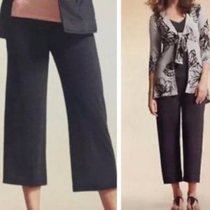 CAbi Slinky Wide Leg Crop Stretchy Pants High Rise Charcoal Gray Office Travel-M